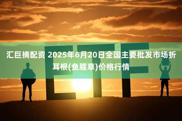 汇巨摘配资 2025年6月20日全国主要批发市场折耳根(鱼腥草)价格行情